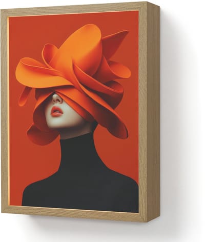 Wandlamp 30x40 cm - Oplaadbaar - Oranje - Hoed - Vrouw - Wandlampen binnen woonkamer - Slaapkamer lamp - Decoratieve nachtlamp - Vloerlamp draadloos