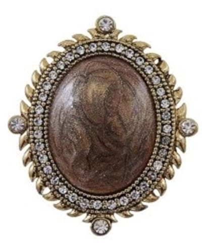 Broche ovaal bruin/antiek goudkl. 3,8x4,5cm