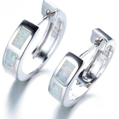 Boucles d'oreilles rectangulaires européennes et américaines avec boucles simples, personnalisées et polyvalentes white