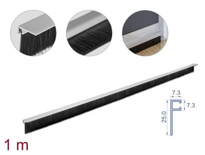 Delock 66652 19 inch Afdekking met borstels voor patchkast Aluminium profiel Zwart