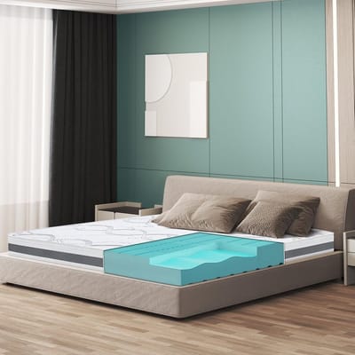 Tweepersoonsmatras - Schuimmatras - Goede Nachtrust - Zelfvormend Schuim - 135 x 180 cm - Wit/Grijs