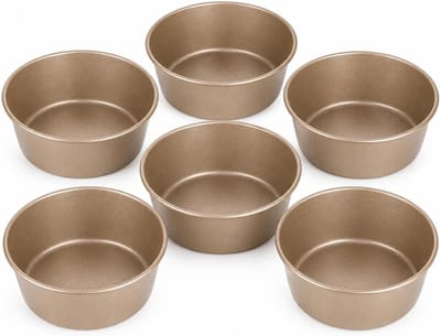 Ronde Bakpannen - Mini Taartvormen - Zelf Bakken - Gouden Antiaanbaklaag - 4 Inch Set - Goud