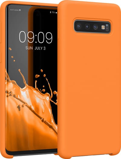 kwmobile telefoonhoesje geschikt voor Samsung Galaxy S10 - Hoesje met siliconen coating - Smartphone case in fruitig oranje
