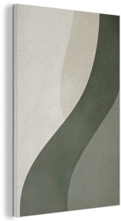 Akoestisch wandpaneel 40x60 cm - Vilt schilderij Japandi - Groen - Abstract - Modern - Akoestische panelen - Geluidsdempende wanddecoratie - Geluidsisolatie woonkamer - Muurdecoratie geluidspanelen