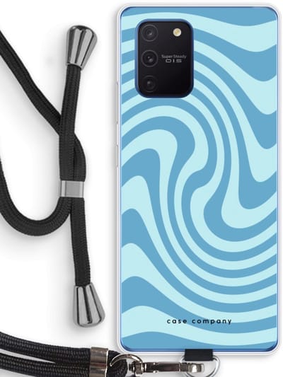 Case Company® - Hoesje met koord geschikt voor Samsung Galaxy Note 10 Lite hoesje met Koord - Swirl Blauw - Telefoonhoesje met Zwart Koord - Bescherming aan alle Kanten en Over de Schermrand