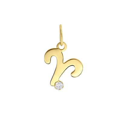 Lucardi Dames 9 Karaat hanger sterrenbeeld met zirkonia - Hanger - 9 Karaat - Goudkleurig