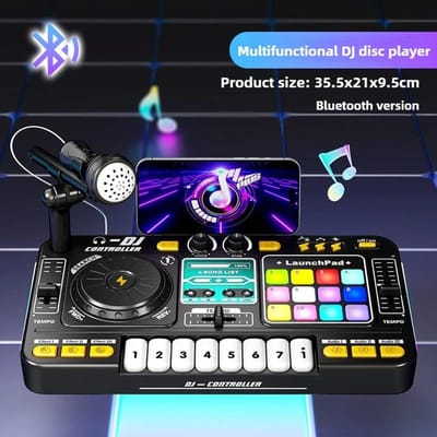 Kinder Dj Controller Muziek Speelgoed Mixer Met Microfoon Led Licht Elektronisch Muziekspel Dj Draaitafel Voor Kinderen Verjaardagscadeaus