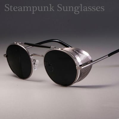 Retro Ronde Metalen Zonnebril Steampunk Mannen Vrouwen Trend Merk Designer Vintage Zonnebril Oculos De Sol Shades Uv-bescherming black