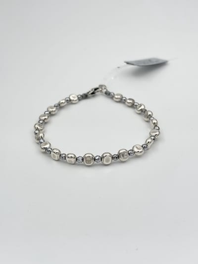 Spadarella Gioielli - SPBR681 - Armband - 925 Zilver - 5 mm - Lichtgrijs Hematiet - 18 Cm - Heren - Dames - Unisex - Made in Italy