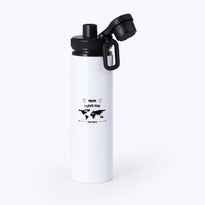 Hacebo® - Mom I love you this much waterfles met draaidop zwart - Mama - geweldige moeder - liefste moeder - verjaardag - cadeau - kado - bedankje - geschenk - water fles - 850ML