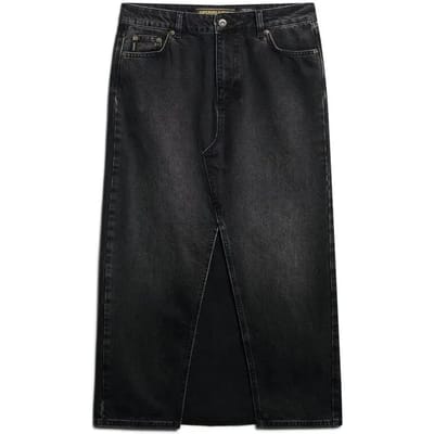 Dames denim rok met lange split Superdry