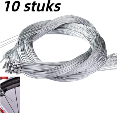 10-delige versnellingskabel - Fiets Mountainbike versnellingskabel - Fietsaccessoire 2m (Zilver)
