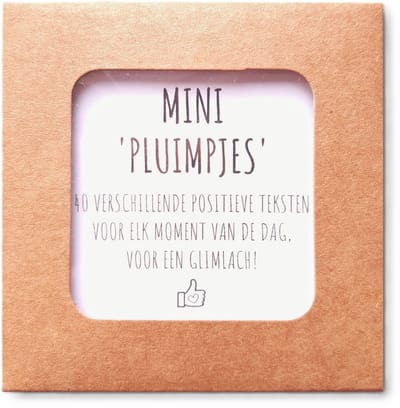 40 mini complimentenkaartjes - Pluimpjes Mini set met positieve teksten - Liefs op papier