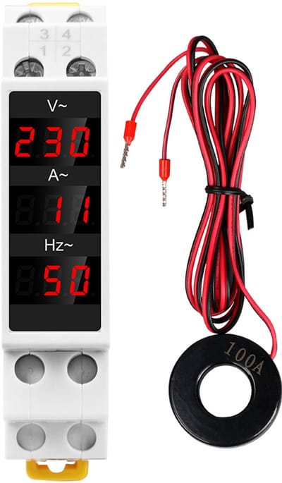 Driefasen ampèremeter – 3-cijferig display, 35mm DIN-rail