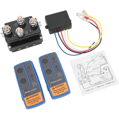 Draadloze Lier Afstandsbedieningskit 500A Lier Solenoïde Relais Contactor voor 8000lbs tot 12000lbs ATV UTV Lier DC 12V black