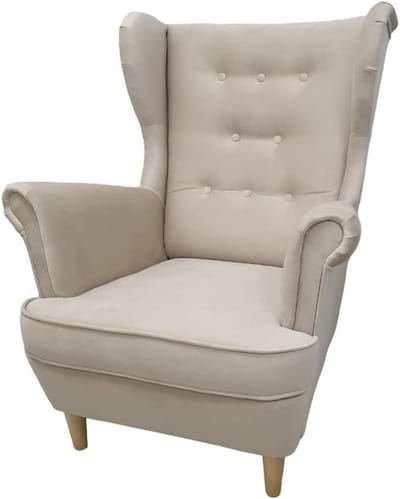 Gestoffeerde loungestoel voor woonkamer en slaapkamer - Comfortabele relaxstoel in beige met zitzak