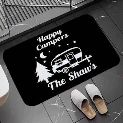 Happy Campers Welkomstmat Vloerdecoratie Tapijt Antislip Makkelijk Schoon te Maken Vloerkleed Woonkamer Thuiswerkplek Wasbare Deurmatten 40x60cm