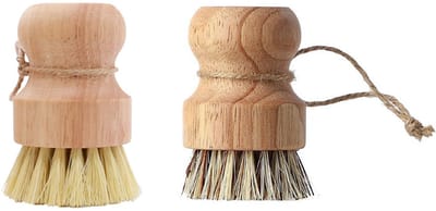 Afwasborstel (2 stuks) - Keukenborstel - Multifunctionele keukenborstel met houten haren - Perfect voor het schoonmaken van borden, pannen, groenten en gootstenen - 5,8 x 5,8 x 7,8 cm.