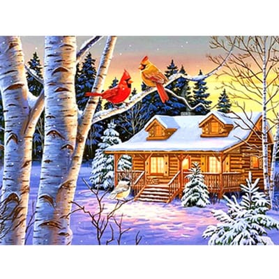 Diamant schilderij winter diamant borduurwerk sneeuw landschap handwerk landschap mozaïek kruissteek muur decor 20X30CM black