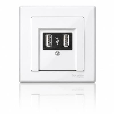 Schneider Electric Merten dubbele USB wandlader compleet – wit