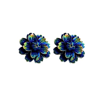 Clip oorbellen -bloem-groen -goudkleurig- geen gaatje- Charme Bijoux