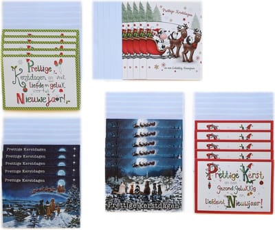 Kerstkaarten – 25 Stuks - Prettige Kerstdagen – 10 x 14 cm – K-188