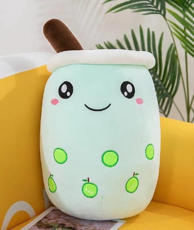 Klikkopers® - XXXL Kawaii Kussen - Mega Grote Bubble Tea Knuffel - 65cm tot 75cm - Boba Knuffel - Blauw - Squishy - Squish Knuffel