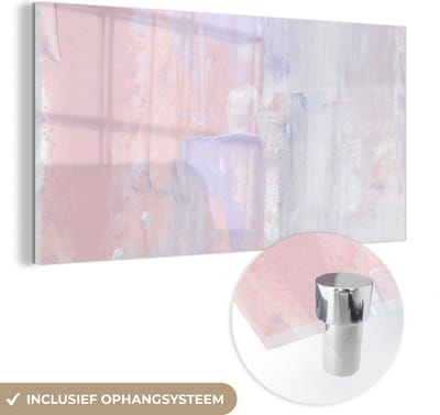MuchoWow® Glasschilderij 40x20 cm - Schilderij acrylglas - Verf - Pastel - Design - Foto op glas - Schilderijen