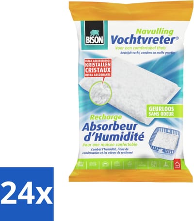 Bison - Original - Vochtvreter - Navulzak - 450 Gram - 1 Stuk - Geurloos - Voordeelverpakking - 24 stuks