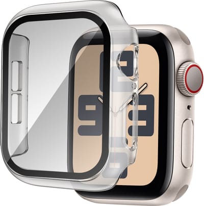 Bandz hard case hoesje met screenprotector geschikt voor Apple Watch 10 - 46mm & Apple Watch 11 - 46mm case - beschermhoes van polycarbonaat materiaal - Full cover case met screen protector (transparant)