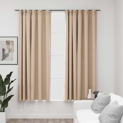 vidaXL - Gordijnen - linnen-look - verduisterend - haken - 2 - st - 140x175 - cm - beige