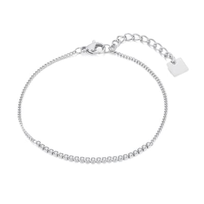 Twice As Nice Armband in edelstaal, 23 kristallen, fijne gourmet 16cm+3cm