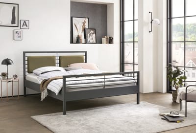 Bed Box Wonen Manhattan Avelina metalen bed Antraciet 140x220 cm
