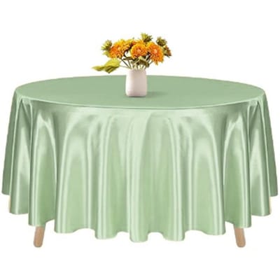 Ronde tafelkleed satijnen tafelkleed goudkleurig polyester voor bruiloft/banket/restaurant - zijdezachte satijnen eettafeldecoraties Diameter 120cm lichtgroene kleur