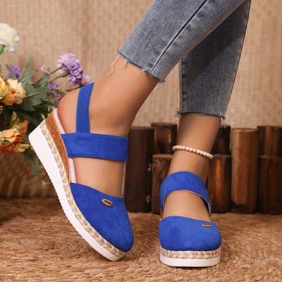 Dames Sandalen met Gesloten Teen en Sleehak Dames Zomer Gespsluiting Gladiator Schoenen 42 blauw