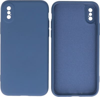 Hoesje Geschikt voor iPhone Xs & iPhone X - 2.0mm Dikke Fashion Telefoonhoesje Backcover - Siliconen Hoesje - Navy