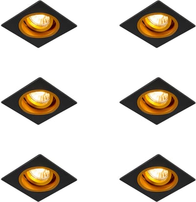 QAZQA 92706 - Inbouwspot - 6 stuks - L 93 mm - Zwart Goud - Woonkamer | Slaapkamer | Keuken