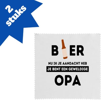 Akyol - bier, nu ik je aandacht heb je bent een geweldige opa brillendoekjes - Opa - de beste opa - verjaardagscadeau - verjaardag - cadeau - cadeautje voor opa - opa artikelen - kado - geschenk - gift - 17,8 bij 17,8 cm - 2 stuks