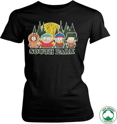 South Park Distressed Organic Girly T-shirt voor dames, zwart