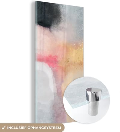 MuchoWow® Glasschilderij 60x120 cm - Schilderij acrylglas - Verf - Abstract - Design - Foto op glas - Schilderijen
