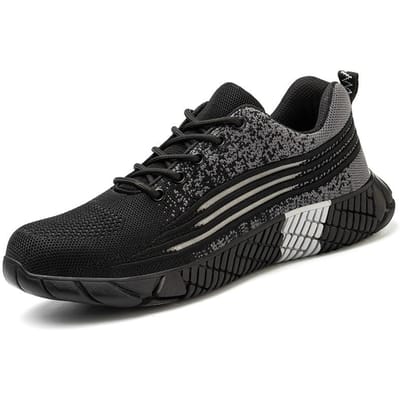 Chaussures de travail, Chaussures de sécurité à embout acier pour hommes et femmes, Résistantes à l'écrasement et à la perforation, Chaussures de protection pour le travail 46 black