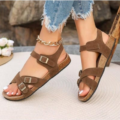 Dames Suède Klompen Platte Sandalen Zachte Binnenzool Met Voetboog Ondersteuning Schoenen Buiten Strand Suède Klompen platte sandalen muil slippers luxe dames 42 gray