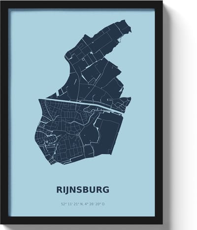 Poster Rijnsburg A4 - 21 x 30 cm - Blauw (Exclusief Lijst)