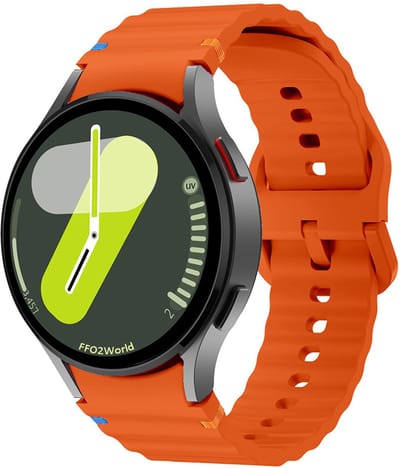 Stravo Samsung Galaxy Watch Bandje – Siliconen Wave Sportbandje – Geschikt voor Galaxy Watch 7 (40/44mm) / 6 (Classic) / 5 (Pro) / 4 (Classic) – 20mm Horlogeband – Oranje