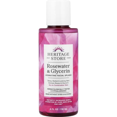 Hydraterende Gezichtsspray, Droge & Gecombineerde Huid, Rozenwater & Glycerine, 118 ml (4 fl oz) pink