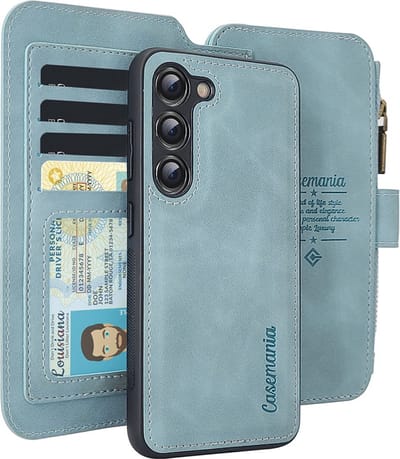 CaseMania Bookcase hoesje geschikt voor Samsung Galaxy S25 - Effen Aqua - Kunstleer - Portemonnee met 11 Vakjes voor Pasjes en Ritsvak