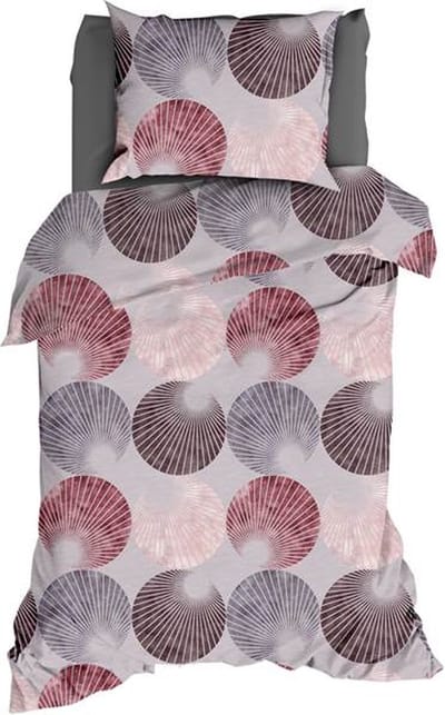 Romanette Gerlos Dekbedovertrek - Eenpersoons - 140x200/220 cm - Grijs/Bordo