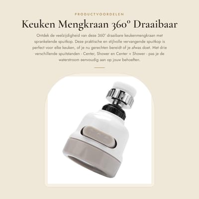 Dailygoods- Keukenkraan 360° draaibaar - Keukenkraan met sproeikop - Keukenkraan met 3 spuitstanden - Keukenkraan voor eenvoudige installatie - Keukenkraan van roestvrij staal - Duurzaam en gebruiksvriendelijk - Kraanmond