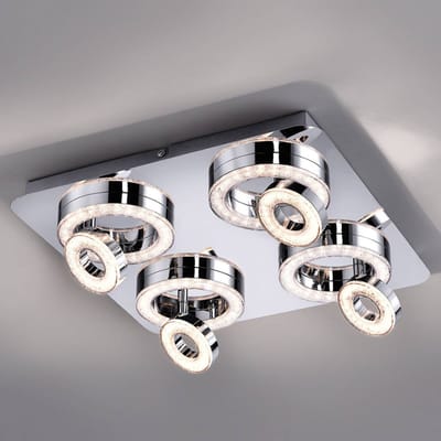 JUST LIGHT. GmbH Vierkante LED-plafondlamp Tim met 8 ringen