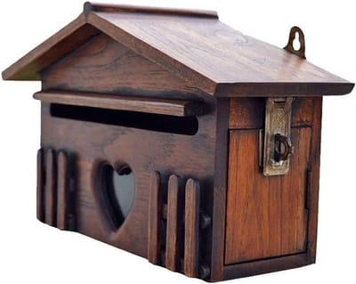 Houten brievenbus - Postbus buiten - Brieven ontvangen - Creatief rustiek design - Wandmontage - Natuurlijk hout